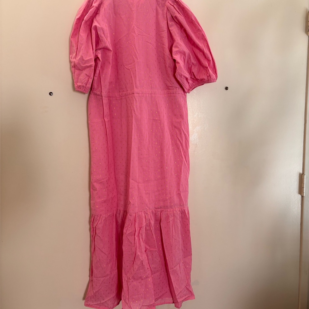 NWOT Emerson Fry India Collection Lucy Dress Pink Gold Lurex | Size L | Like New - Picture 2 of 9